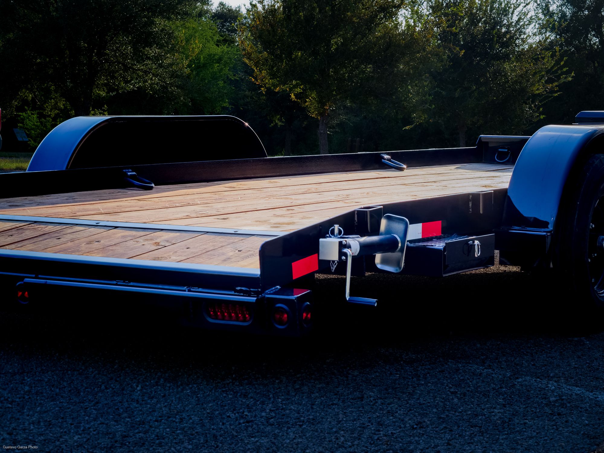 Car Hauler parked at dusk